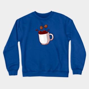 Floating Coffee With Beans Cartoon Crewneck Sweatshirt